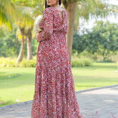 Women Printed Fit & Flare Gown