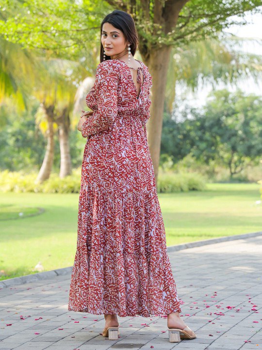 Women Printed Fit & Flare Gown
