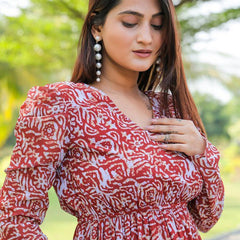 Women Printed Fit & Flare Gown