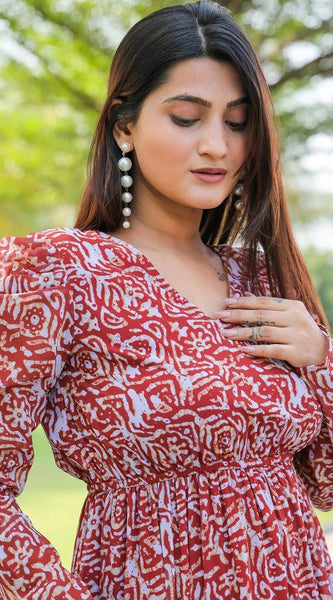 Women Printed Fit & Flare Gown