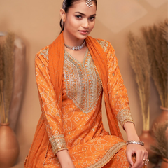 Hand-Embroidered Chinnon ShararaIndo Western