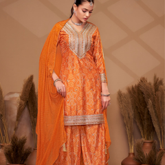 Hand-Embroidered Chinnon ShararaIndo Western
