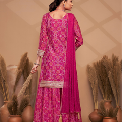 Hand-Embroidered Chinnon ShararaIndo Western