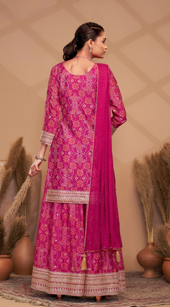 Hand-Embroidered Chinnon ShararaIndo Western