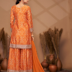 Hand-Embroidered Chinnon ShararaIndo Western