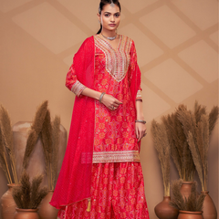 Hand-Embroidered Chinnon ShararaIndo Western