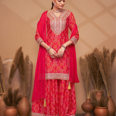 Hand-Embroidered Chinnon ShararaIndo Western