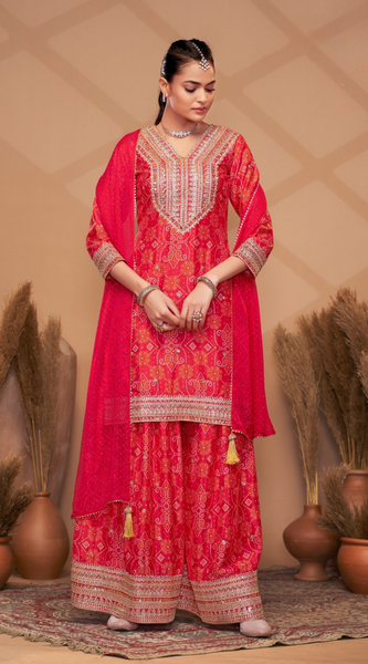Hand-Embroidered Chinnon ShararaIndo Western