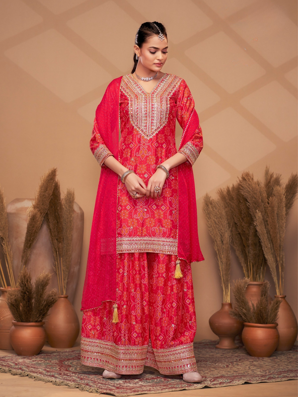 Hand-Embroidered Chinnon ShararaIndo Western