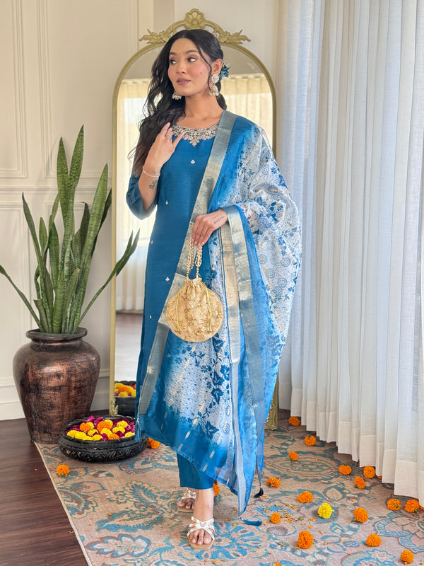 Embroidery Viscose Chanderi Silk Dresses