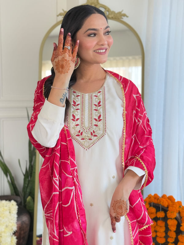 Women's Viscose Silk Embroidered Straight Dresses