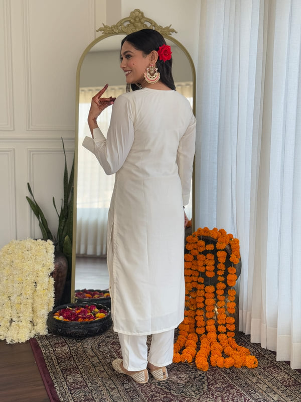 Women's Viscose Silk Embroidered Straight Dresses