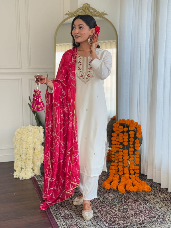 Women's Viscose Silk Embroidered Straight Dresses