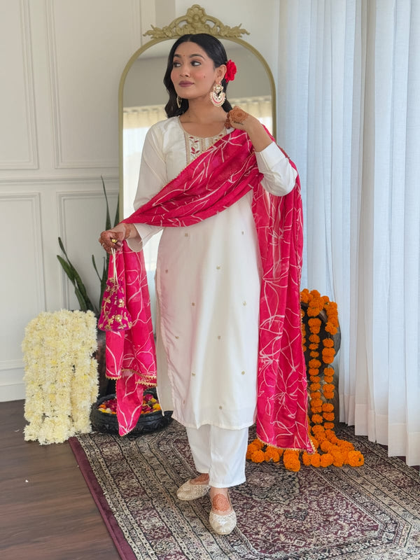 Women's Viscose Silk Embroidered Straight Dresses