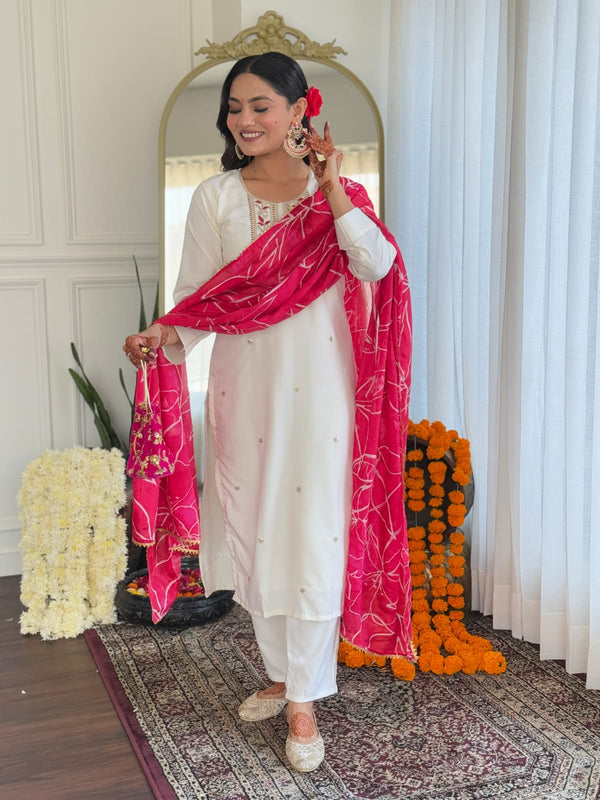 Women's Viscose Silk Embroidered Straight Dresses