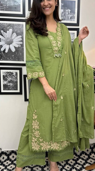 Embroidered Rayon Slub Cotton Dresses