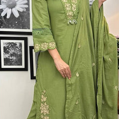 Embroidered Rayon Slub Cotton Dresses