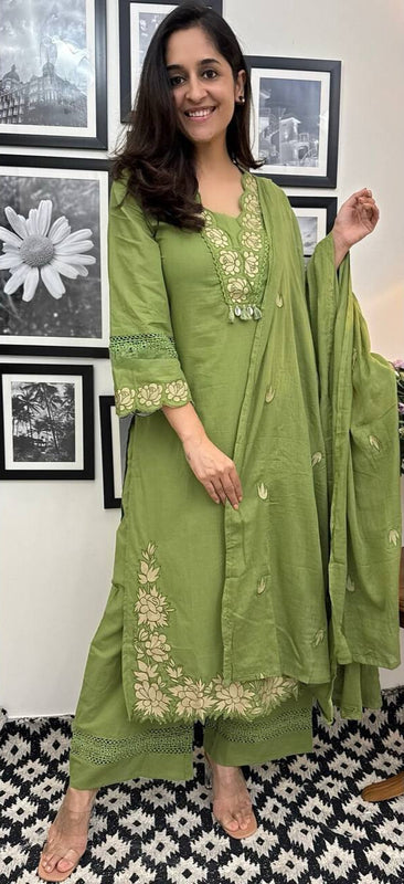 Embroidered Rayon Slub Cotton Dresses