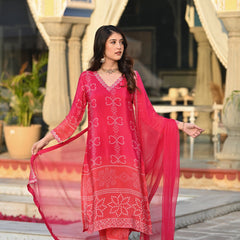 Bandhani Printed Dresses Set with Dupatta