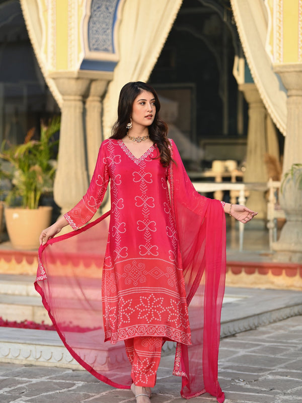 Bandhani Printed Dresses Set with Dupatta