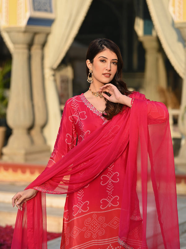 Bandhani Printed Dresses Set with Dupatta