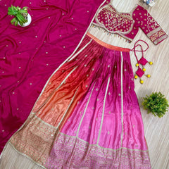 Trending Chinon Embroidered Lehenga