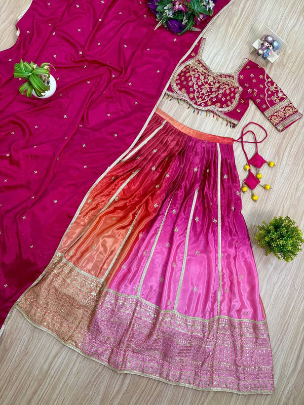 Trending Chinon Embroidered Lehenga