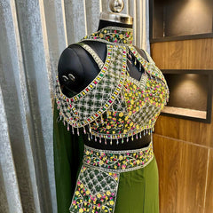 Elegant Green Palazzo Blouse SetIndo Western