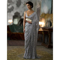 Faux Georgette Sequin Saree