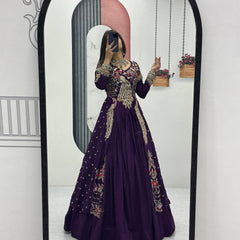 Vichitra Crop Top with Shrug Lehenga