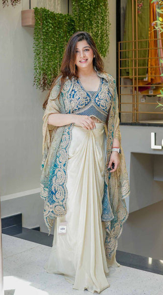 Embroidered Dhoti Set with Shrug