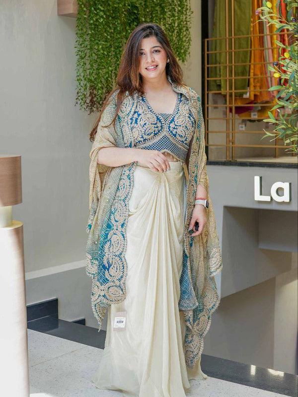 Embroidered Dhoti Set with Shrug