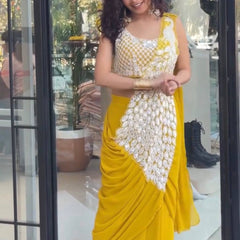 Embroidered Faux Georgette Saree