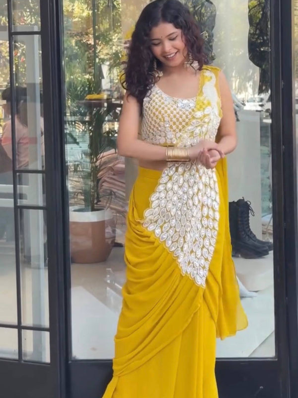 Embroidered Faux Georgette Saree