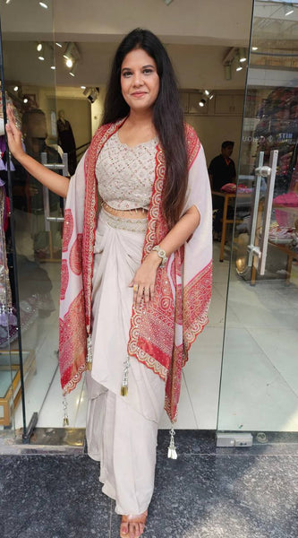 Indo-Western Mirror Work Dhoti Set