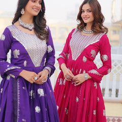 Elephant Motif Flared Lehenga