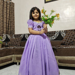 Pure Silk Gown For Kids (Lavender)