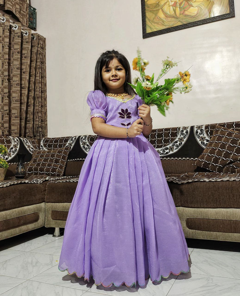 Pure Silk Gown For Kids (Lavender)