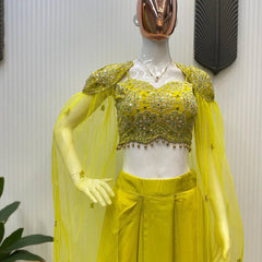 Dhoti with Tube Blouse & Shrug Indo Western