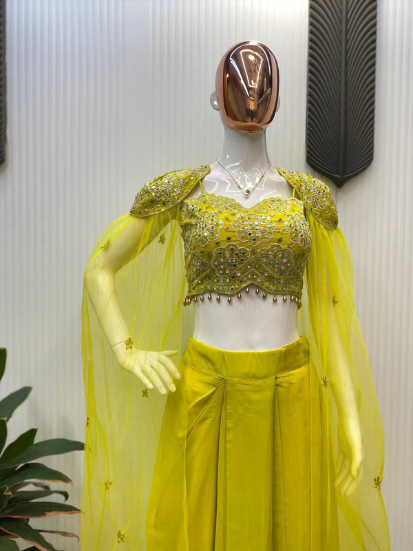 Dhoti with Tube Blouse & Shrug Indo Western