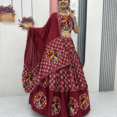 Pure Cotton Gamathi Work Lehenga