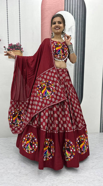 Pure Cotton Gamathi Work Lehenga