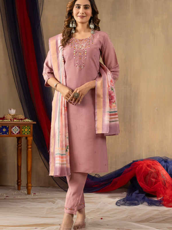 Shimmer Gold Silk Embroidered Dresses
