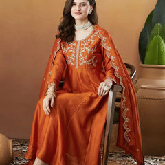 Embroidered Vichitra Silk Dresses