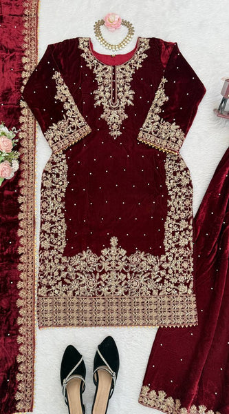 Viscose Velvet Designer Indo Western