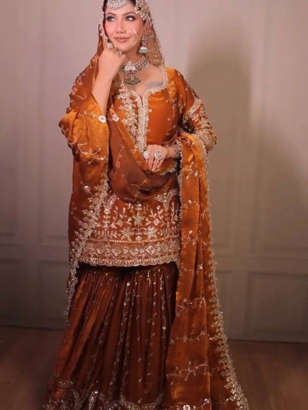 Premium Fendy Silk Heavy Embroidery Indo Western