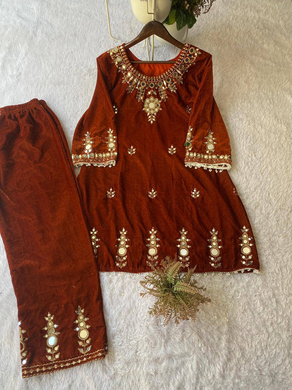Velvet Embroidery Mirror Work Co-Ord Sets