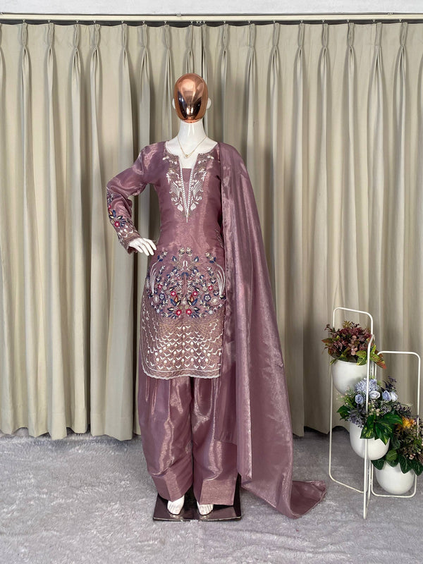 Embroidered Top with Salwar & Dupatta Dresses