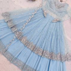 Faux Georgette Embroidered 3‑Piece Lehenga