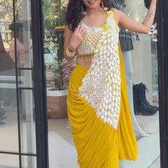 Embroidered Faux Georgette Saree